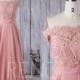 2016 Coral Bridesmaid Dress Long, Lace Illusion Off the Shoulder Wedding Dress, Strapless Prom Dress, A Line Chiffon Evening Gwon (X016)
