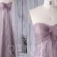 2016 Dusty Purple Mesh Bridesmaid Dress, Sweetheart Wedding Dress with Lace, Empire Waist Strapless Prom Dress Floor Length (JS041)