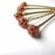 Red and Gold Hair Pins, Rhinestone Crystal Christmas Bobby Pins