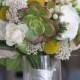 Succulent and Flowers Wedding Bouquet with yellow accent