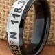 Tungsten Coordinates Ring Any Coordinates Location Latitude Longitude Band Customized Two Tone Black White Laser Engraved Ring Mens Womens