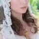 Wedding Veil - Vintage French Alencon Lace Mantilla Veil with Dramatic Train