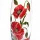 Anniversary Gift for Wife Hand Painted Vase Colorful Glass Home Decor Wedding Gift Centerpiece Red Poppies Floral Decorative Painted Vase