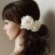 Wedding Hair Flowers Bridal hair piece flower hair pins- 2 ALLIGATOR CLIPS - White or Ivory