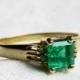Emerald Ring 14K Gold Ring Colombian Emerald Ring Emerald Diamond Engagement Ring May Birthstone May Birthday