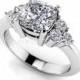 Beautiful 1.50 carat Forever Brilliant Cushion Cut Moissanite center stone & diamond 14 karat gold engagement ring or diamond semi mount