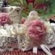 Wedding garter flask with burplap, lace and shabby chic rose.  Wedding Bridal garter
