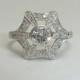 SALE! Graceful Snowflake Form 0.79ct Diamond Ring in Platinum