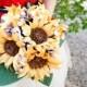 Handmade paper sunflowers bouquet, crepe paper flower, wedding bouquet, bridesmaid bouquet,  decoration, Summer, Spring, bridal bouquet