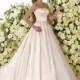Chic Satin Strapless Neckline Ball Gown Wedding Dresses With Beadings - overpinks.com