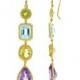 Multi-Color Gemstone & Diamond Dangle Textured Earrings 18k Yellow Gold, Anniversary Gifts for Women, Jewelry Gift Ideas, Drop Earrings