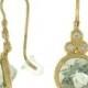 Green Amethyst & Diamond Textured Dangle Earrings 18k Yellow Gold, Anniversary Gifts for Women, Christmas Gifts for Her, Gemstone Earrings