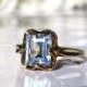Art Deco Blue Spinel Ring Alternative Engagement Ring 10K Yellow Gold Wedding Ring Something Blue Vintage Bridal Jewelry