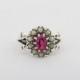 Vintage Sterling Silver Ruby & Opal Cluster Ring Size 6