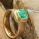 Natural 1.5CT Radiant Cut Emerald Engagement Gold Ring, Radiant Engagement Ring, 14K Yellow Gold Ring, Handmade Jewelry
