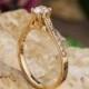 Cathedral Engagement Diamonds Ring, 18K Yellow Gold Engagement Ring with Natural Diamonds, Brilliant Cut Diamonds, Handmade Jewelry