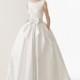 Simple Ball Gown Straps Bow(s) Pockets Sweep/Brush Train Satin Wedding Dresses - Dressesular.com