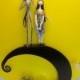 Nightmare Before Christmas Jack and Sally Spiral Hill Bride Groom Wedding Cake Topper color lights Full Moon Zero dog Cat