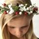 Winter Flower Crown, White Flower Crown, Bridal Wreath, Christmas Wreath, Headband - The Holly Flower Crown