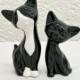 Mid Century Modern Tuxedo Cats Handmade Ceramic Retro Kitten Figurine Sculptures or Wedding Cake Toppers - Made to Order