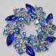Royal Blue Crystal rhinestone Brooch, Sapphire Blue brooch, Blue Rhinestone Broach for Something Blue Bridal Accessories, brooch Bouquet