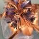 Real Feather Flower Bouquet “Shiny Blue” - Natural Feather Bridal Bouquet – Bridesmaid Bouquet - Centerpiece- Gold – Blue - Brown - Beige