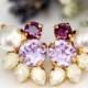 Lavender Earrings, Bridal Cluster Earrings, Lilac Bridal Earrings, Swarovski Earrings, Gift For Her, Bridesmaids Earrings, Purple  Earrings