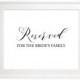 Reserved for Family Set of 2 Signs -Reserved for the Bride's Family -Reserved for the Groom's Family-Custom Wedding Ceremony Signage