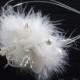 Wedding Headband with Pearls and Feathers, Bride Hair Fascinator, Veil Decoration
