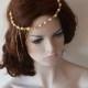 Pearl Crown, Head Golden Chain,  İvory Pearl Headband and Bracelet, Wedding Set,  Wedding Headband,  Pearl Headband,  Hair Accessory