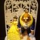 Disney Beauty and the Beast Bride and Groom Fairy Tail WEDDING CAKE TOPPER W/Lights Clear Funny