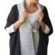 CLEARANCE 50% Black - Light Gray Mohair Cardigan with Big Coconut Button by Afra Plus Size Over Size