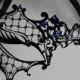Black laser cut Venetian Phentom Mask Masquerade w/ Blue Rhinestones  SKU: 7K33
