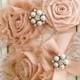 Wedding Garter, Bridal Garter, Lace Wedding garter Set, Ivory Garter Set - Ivory Lace, Champagne and Blush Flowers