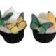 24 Edible Butterflies - 24 Green and Yellow  - Cake Topper - Butterfly Cake - Cupcake Decoration