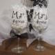 Personalized Mr. & Mrs. Wedding Wine Glasses, Bride and Groom Wine Glasses, Wedding Prop Wine Glasses