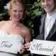 Just Married- Wedding signs set of 2 - 12x6 with FREE ribbons for hanging!