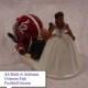 Alabama Crimson Tide University Football Grooms African American Bride College Sports Fun Wedding Cake Topper-CFAA1