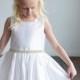 Pure silk first communion dress or flower girl dress in ivory or white with pearl detail