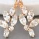 Bridal Earrings Rose Gold Swarovski Crystal White Diamond Leverback Marquise Drop Cluster Earrings Wedding Jewelry Bridesmaid Bride Classic