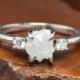 1.53 Carat Rough Diamond Engagement Ring, Three Stone Setting
