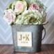PERSONALIZED Flower Girl Bucket in antique grey color with Initials