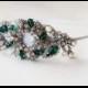 BIG SALE Christmas Side Tiara - Christmas Wreath - Emerald Green and White - Adult Headband - Christmas Headband -Vintage Jewelry Collection