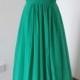 Spaghetti Straps Green Chiffon Long Bridesmaid Dress