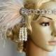 The Great Gatsby 20's rhinestone pearls 20's flapper Headpiece headband, Bridal Headband, Crystal Ribbon Headband