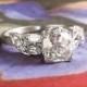 Vintage Retro Estate 1940's Old European Cushion Cut Diamond Platinum Engagement Bridal Wedding Ring