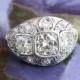 Art Deco Vintage 1930's Old European Cut Diamond Engagement Anniversary Wedding Ring Platinum