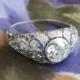 Vintage Art Deco 1930's Old European Cut Diamond Platinum Engagement Wedding Anniversary Ring
