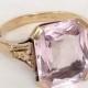 Art Deco Amethyst Ring Antique Large 5ct Stone 10k Gold Setting Light Pink Purple 20s Engagement Ring Big Rectangle 1920s Cushion Cut Sz 6