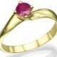 Natural Ruby Ring, Genuine Red Ruby Solitaire Engagement Ring, Love Ring 14K Yellow Gold Size 6 Any, Ruby Birthstone Ring XMAS Gift